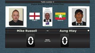 Billiards Long up 1/4 Final : Mike Russell vs Aung Htay