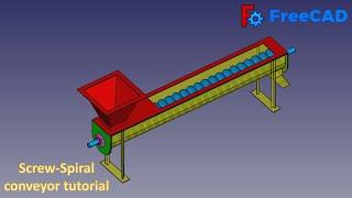 FreeCAD Tutorial : How to make a screw-spiral conveyor in Freecad #freecad #3dmodel #3ddesign #cad