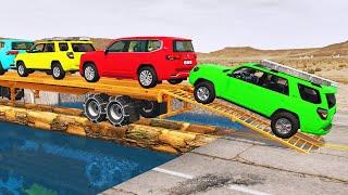 Toyota Cars vs Train | Truck Man Flatbed vs Train Beamng.drive 098