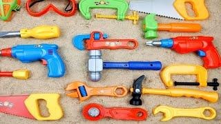 Handsaw, Drill, Wrench, Hammer, Ratchet, Chainsaw | Toy hand tools playset for kids