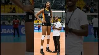 African Tall And Beautiful Female Volleyball Player Hug the Interviewer -  #tallwoman #sport #sports