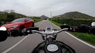 POV you are reaching Colma di Sormano with a BMW RnineT Scrambler