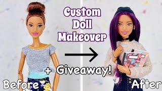 Custom Barbie Doll Makeover Transformation! + Giveaway! Hair Reroot| Repaint| Pierced Ears