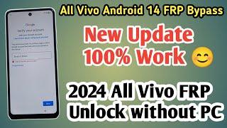 All Vivo FRP Bypass Android 14 New Update  100% work || All Vivo Frp Unlock Without Pc