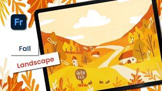 Fall Landscape Illustration | ADOBE FRESCO