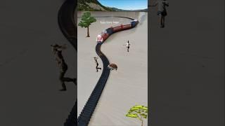 Hedgehog  is following the woman and the train is approaching fast
