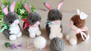 Чудесные ЗАЙКИ/КРОЛИКИ из пряжи   Pom Pom Bunny/Rabbit