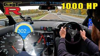 1000HP Nissan SKYLINE GTR R32 *MASSIVE TURBO* 300km/h on AUTOBAHN