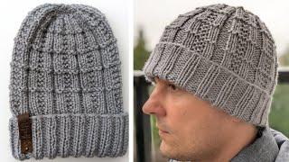 Knit & Purl Hat for Men (Beginner Level)