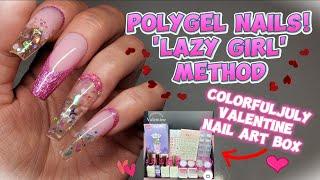 POLYGEL NAILS EASY "LAZY GIRL" METHOD | VALENTINE'S NAIL ART BOX | COLORFULJULY
