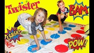 Twister Game For The First Time! Kids First Try at The Funny Family Stretching Game