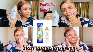 Sunscreen for acne prone skin+ skin Aqua UV super moisture gel spf 50+Pa ++++ Review#sunscreen #acne