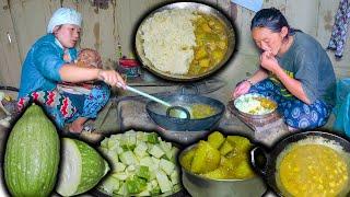 Pharsi tarkari || Green Pumpkin Curry Recipe with rice || Village style cooking and eating Vlog