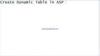 Create Dynamic Table in ASP DOT NET C#