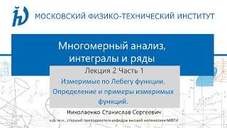 2.1  Измеримые по Лебегу функции. Определение и примеры измеримых функций.