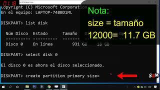 . Crear particion con Diskpart | Windows