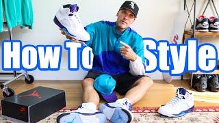 How To Style Nike Air Jordan 5 "Grape" Sneakers! On Feet with Outfits