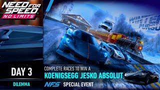 Day 3 (Dilemma) Koenigsegg Jesko Absolut Special Event | NFS No Limits