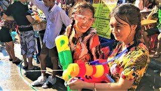 CRAZY WATER FIGHT- SONGKRAN AT KHAO SAN ROAD 2019. BANGKOK, THAILAND