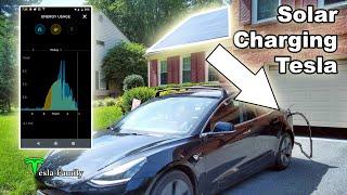 Charging a TESLA with 100% SOLAR POWER | Solar Panel to Car Experiment