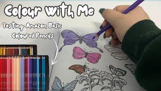 Colour with me! Testing Out Amazon Basic's Coloured Pencils| Cozy, Homebody Colouring Vlog