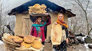 IRAN Daily Village Life! Baking Lavash & Mulberry Bread Having Soup for Dinner