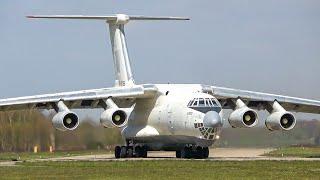 (4K) Turn up the volume! Aviacon Zitotrans IL-76 Powerful take-off from Eindhoven airport