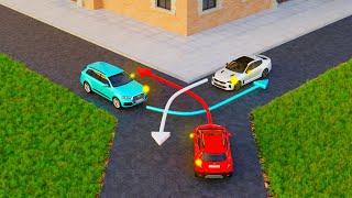 Trick Question: Which CAR Should PASS The Intersection FIRST? USA Driving Tests and Road Rules