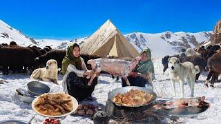 Surviving in the Highest Mountains of Afghanistan -43°C | Shepherd Mother Cooking Lamb Curry Recipe