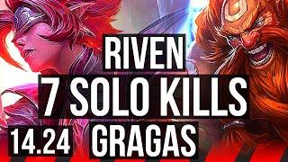 RIVEN vs GRAGAS (TOP) | 7 solo kills, 2300+ games, 8/1/0 | NA Master | 14.24