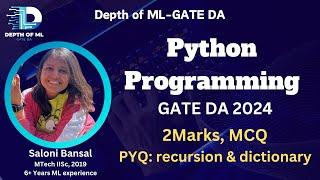 Python Programming PYQ | Recursions & Dictionary  | GATE DA 2024