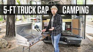 How I Camp in My 5’ Truck Bed with a Contractors Cap