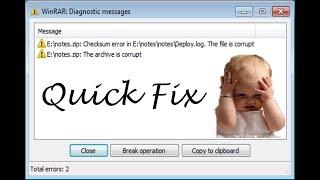 [FIXED] winRAR error DIAGNOSTIC MESSAGES