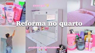 REFORMANDO O MEU QUARTO decoração clean, organização, produtos de autocuidado