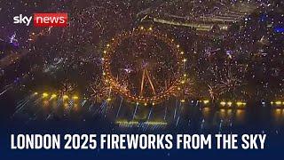 London New Year fireworks 2025 from above - watch in full