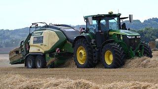 Harvest 2024 - Baling Straw with TWO John Deeres & Balers and JCB Stacking Bales