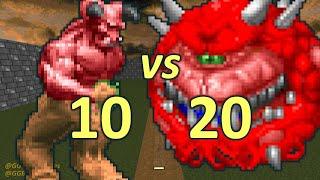 10 Barons of Hell vs 20 Cacodemons - Monster Infighting - Doom Retro Battles