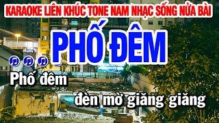 Karaoke Liên Khúc Tone Nam Nửa Bài | Phố Đêm - Trả Lại Thời Gian | Huỳnh Lê