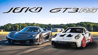 Koenigsegg Jesko VS. Porsche GT3 RS Track Battle at Top Gear Test Track Side-by-Side!