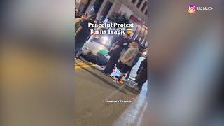 Driver hits woman protesting in Riverside, drives off