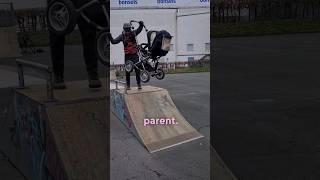 He's Practicing Stroller Skating