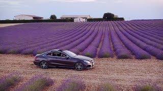 Driving in Lavender fields, Provence. Aerial drone video.