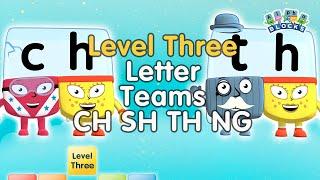 #BacktoSchool - Alphablocks Level Three | Letter Teams - CH SH TH NG | Learn How to Read