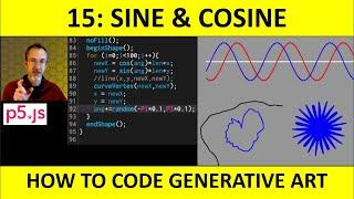 15: Sine and Cosine to make wonky circles and meandering lines in p5.js: How to Code Generative Art