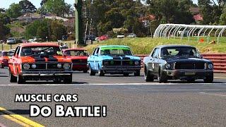 Muscle Cars Do Battle! GM vs Ford vs Chrysler - Australian vs American.