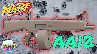 A Nerf AA12 Fully Automatic Shotgun Blaster