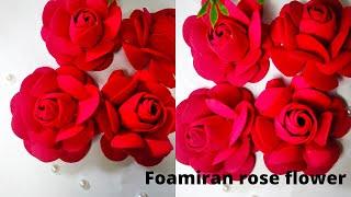 How to make simple foam rose flower | DIY foamiran rose flower | handmade foam rose flower