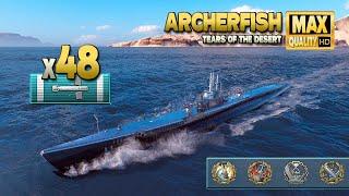 Submarine Archerfish with huge 48 torpedo hits - World of Warships