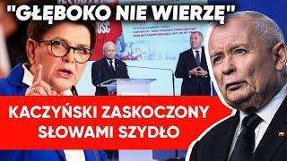 Konsternacja prezesa po słowach Szydło. Wybory prezydenckie. Nie chce w to wierzyć