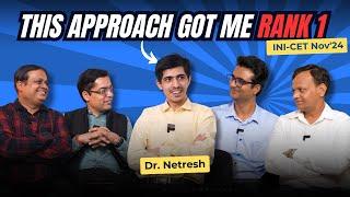 Dr. Netresh Rank 1, INICET 2024 - Preparation strategy & study plan. How he cracked Rank 1?